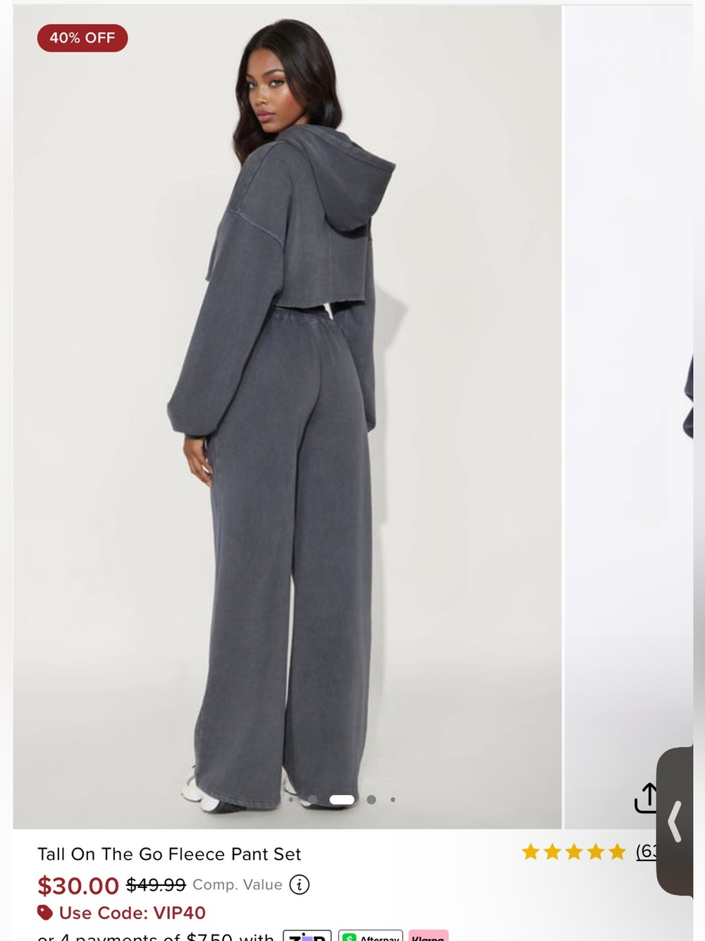 Tall On-The-Go Wide Leg Fleece Pants - Charcoal
